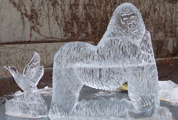 Outdoor Chicago Zoo Gorilla Animal Ice Sculpture