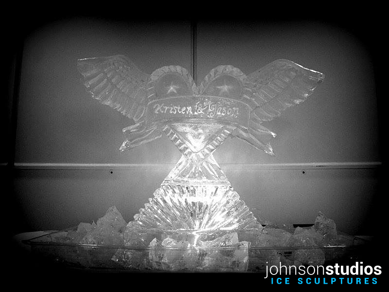 Chicago Wedding Heart Wings Ice Sculpture
