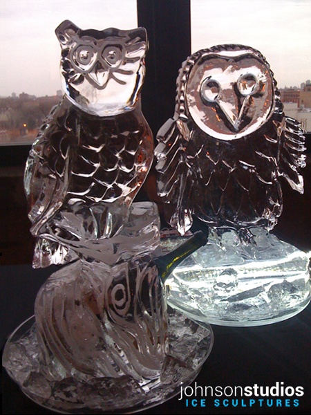 Owls Chicago Wedding Ice Sculpture Display