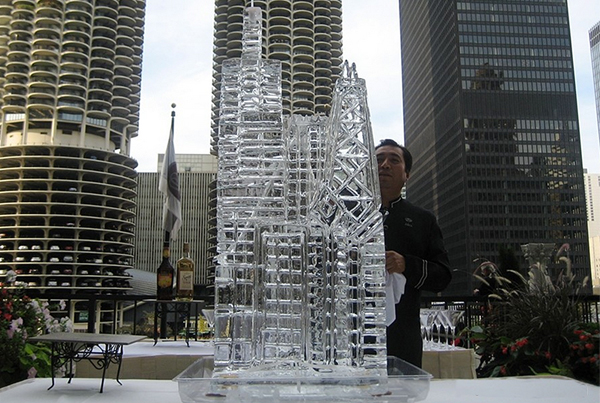 Chicago Skyline Outdoor Wedding Ice Sculpture