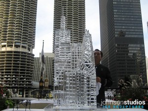 Chicago Skyline Outdoor Wedding Ice Sculpture