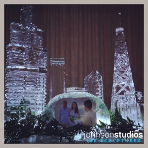 Chicago Skyline Wedding Ice Sculpture Display