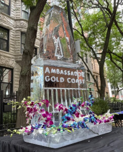 Ambassador logo ice sculpture