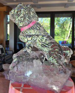 Dog ice sculpture