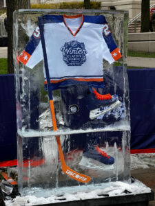 Hockey Uniform Freeze In Ice Sculpture