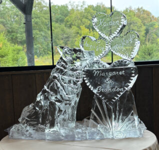 Dog wedding ice sculpture