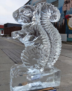 Squirrel ice sculpture